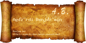 Agárdi Benjámin névjegykártya