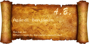 Agárdi Benjámin névjegykártya