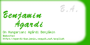 benjamin agardi business card
