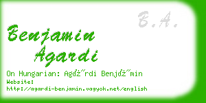 benjamin agardi business card